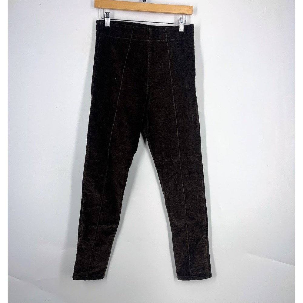 Prairie Underground Womens Brown Corduroy Seamed Front Side Zip Leggings Size M